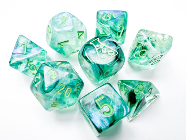 Borealis Kelp/light green Luminary Polyhedral 7-Dice Set