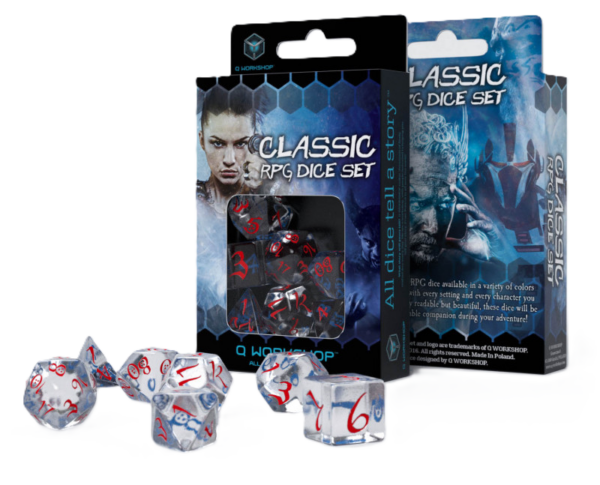 Classic RPG Dice Set: Translucent & Blue-Red