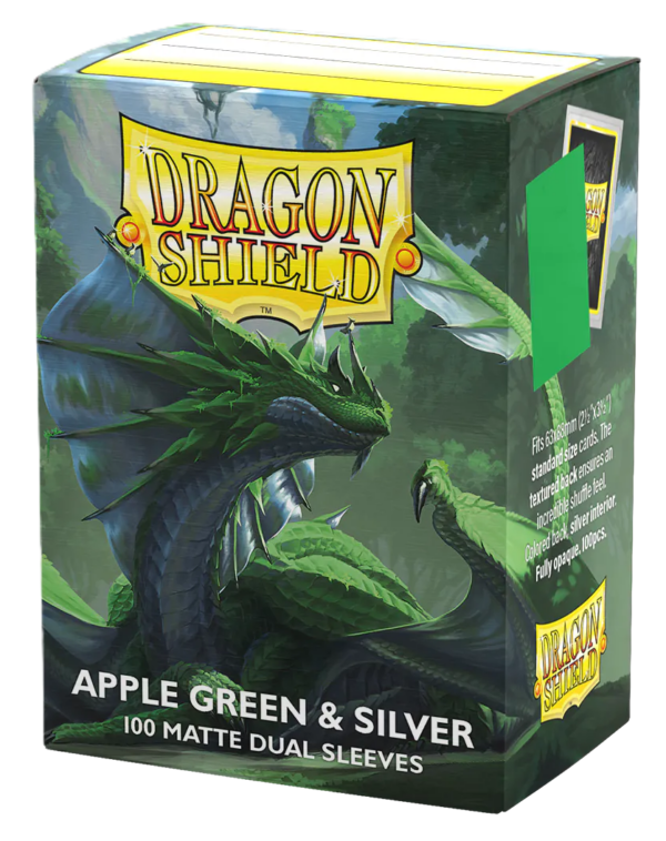 DS Matte Dual Apple Green & Silver Sleeves 100ct