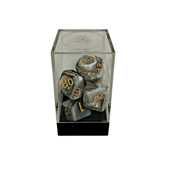 Dual Black-White/Gold Polyhedral 7-Die Set