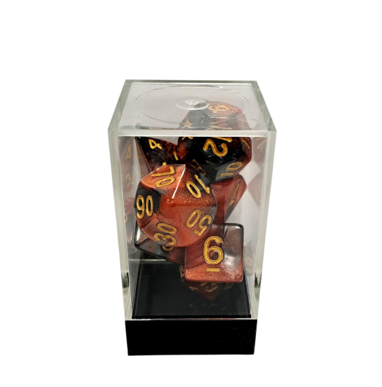 Dual Orange-White/Black Polyhedral 7-Die Set