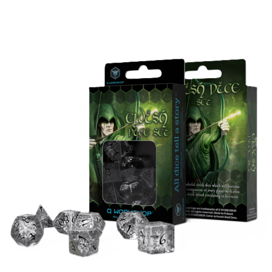 Elvish Dice Set: Translucent & Black