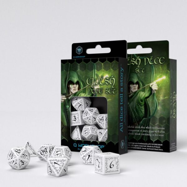 Elvish Dice Set: White & Black