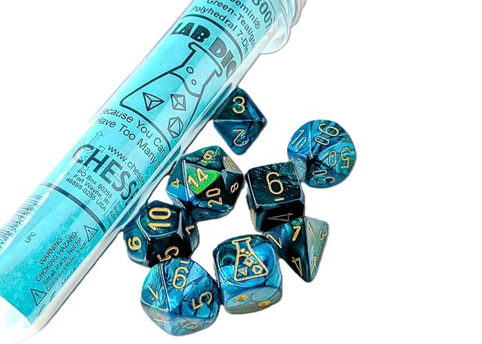 Gemini Green-Teal/Gold Lab Polyhedral 7-Die Set