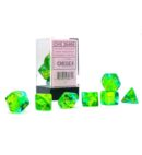 Gemini Translucent Green-Teal/Yellow Polyhedral 7-Die Set