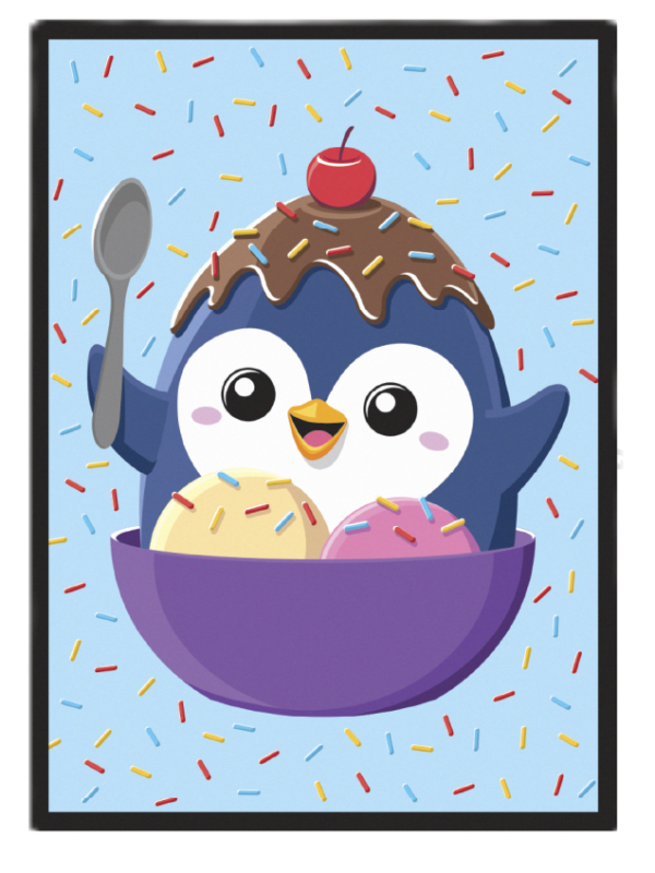 Ice Cream Penguin Double-Matte White Core Deck Protector 50ct