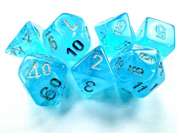 Luminary Sky/Silver Mini Polyhedral 7-Die Set
