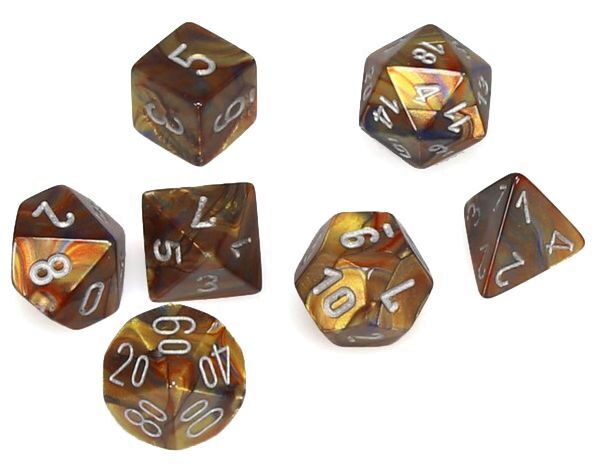 Lustrous Gold/Silver Mini Polyhedral 7-Die Set