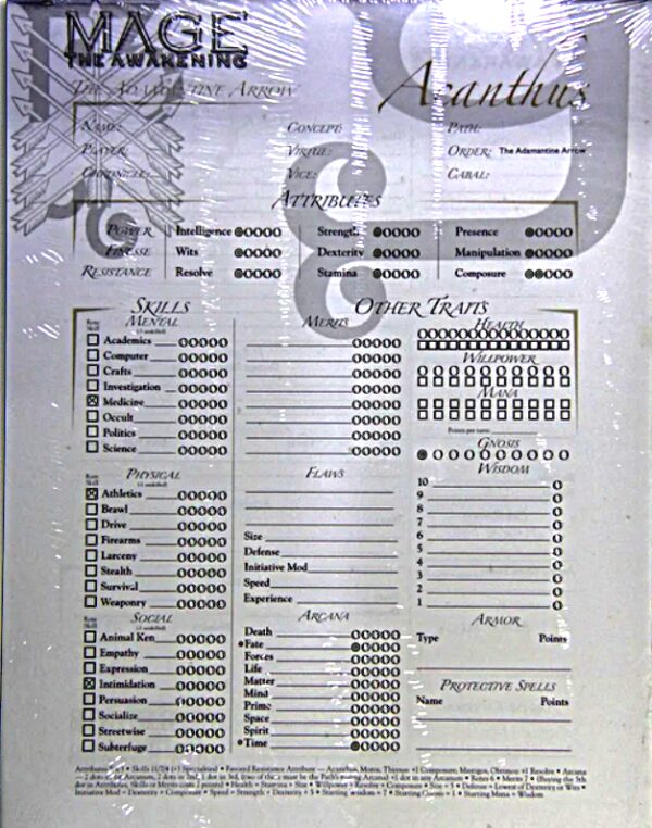Mage the Awakening Character Pad