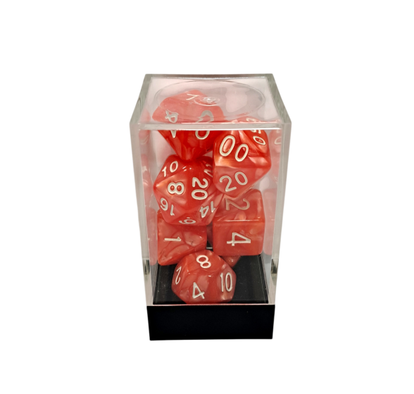 Marble Orange/White Polyhedral 7-Die Set