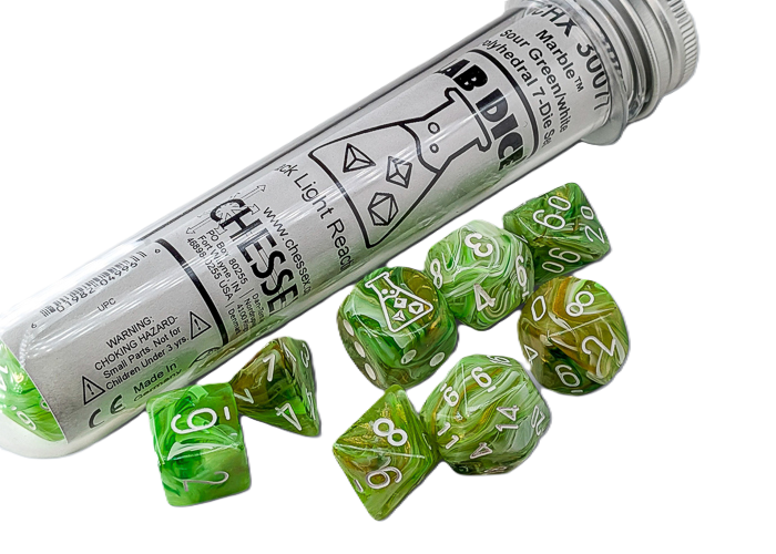 Marble Sour Green/White Lab Polyhedral 7-Die Set