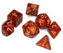 Scarab Scarlet/Gold Mini Polyhedral 7-Die Set