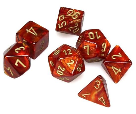 Scarab Scarlet/Gold Mini Polyhedral 7-Die Set