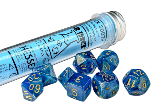 Shimmer Aqueous/Gold Lab Polyhedral 7-Die Set