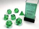 Translucent Green/White Mini Polyhedral 7-Die Set