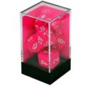 Translucent Pink/White Mini Polyhedral 7-Die Set
