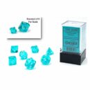 Translucent Teal/White Mini Polyhedral 7-Die Set