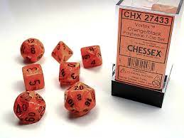Vortex Orange/Black Mini Polyhedral 7-Die Set